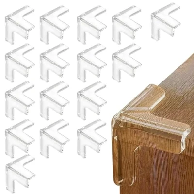 Afbeelding van HoneyHolly Babyrandbeschermers, 16 stuks, zacht, hoekbescherming voor baby&#039;s, zelfklevend, transparant, extra sterk, kantoor, kinderbed, eettafel (16T)