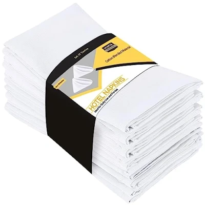 Afbeelding van Utopia Kitchen Doek Servetten, 12 stuks, wit, 50 x cm, katoenmix, wasbaar en herbruikbaar, tafelservetten, voor hotel, lunch, restaurant, bruiloften, evenementen feestjes