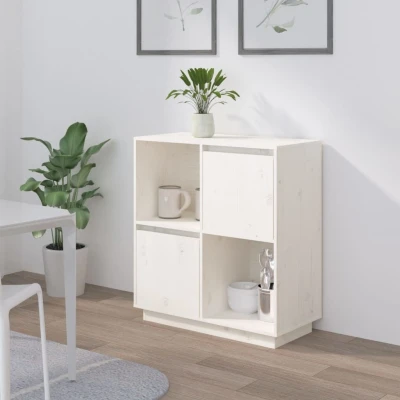 Afbeelding van Dressoir 74x35x80 cm massief grenenhout wit