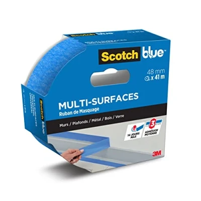 Afbeelding van ScotchBlue Afplakband voor meerdere oppervlakken, 48 mm x 41 m, Scotch multifunctionele tape schilderwerk en decoratie, binnen buiten, uv bestendig, 70% PEFC