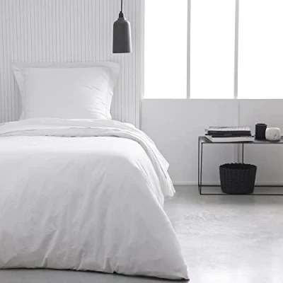 Image de Housse de couette Essential 140 x 200 cm 1 personne 100% Coton uni Craie