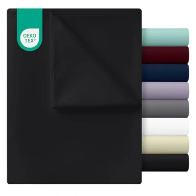 Afbeelding van Utopia Bedding Bedlaken voor tweepersoonsbed (225 x 255 cm, zwart) geborstelde zachte microvezelstof, bed 135 190 cm
