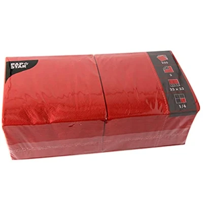 Afbeelding van PAPSTAR Servetten, 330 x mm, 3 laags, rood, 250 stuks