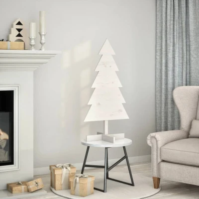 Afbeelding van vidaXL Kerstdecoratie kerstboom 100 cm massief grenenhout wit