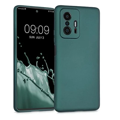 Afbeelding van kwmobile telefoonhoesje geschikt voor Xiaomi 11T / Pro Hoesje smartphone Back cover in metallic petrol