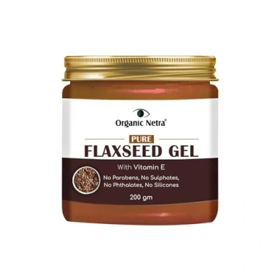 Afbeelding van Organic Netra Pure Flaxseed Gel met vitamine E voor haar en huid, kracht voedende huidgezondheid, veilig melkachtig alle huidtypes, vermindert fijne lijnen krullen, 200 g