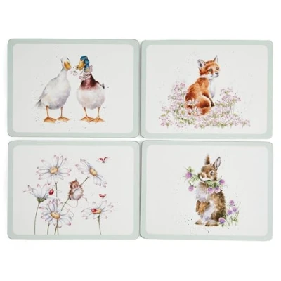 Afbeelding van Wrendale Designs Set van 4 placemats wilde bloemen