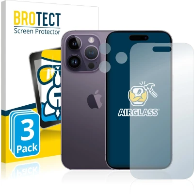 Afbeelding van BROTECT Screenprotector voor Apple iPhone 14 Pro (Voor+Camera) Folie Beschermfolie Beschermglas transparant (3 Stuks)