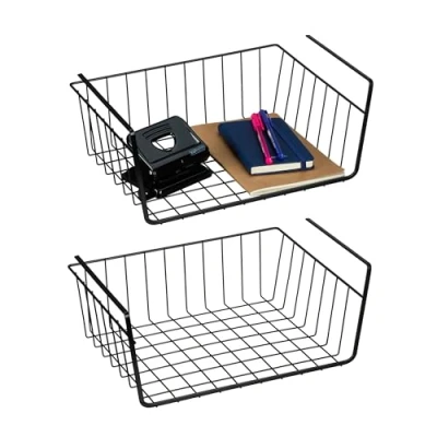 Afbeelding van Relaxdays hangmand kast set van 2 draadmand onder plank keukenkast organizer bureau