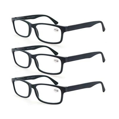Afbeelding van MODFANS leesbril, 3 stuks, 1,75 (3 zwart) voor mannen en vrouwen, comfort visie, heldere beugel, veerbeugel, bril, vergrootglas, rechthoekig, paar zwart