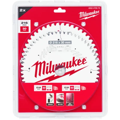 Afbeelding van Milwaukee Cirkelzaagblad 216 x 30 mm Twin Pack (2 delig) 4932479575