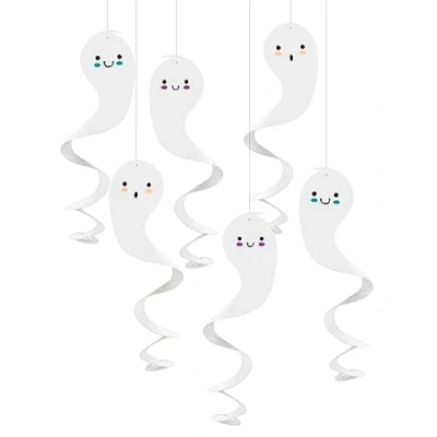 Afbeelding van Folat Hangdecoratie Spookjes Happy Halloween 6 stuks Decoratie Versiering