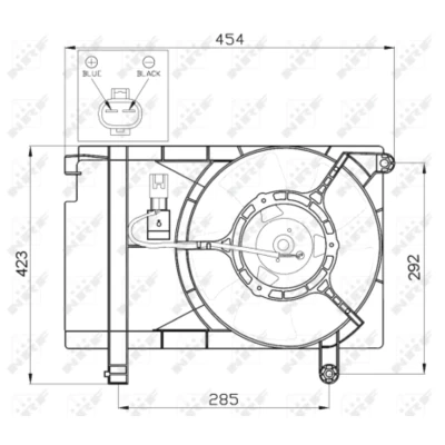 Afbeelding van NRF 47471 Radiator Ventilator 250 12 100 Met ventilatorraamwerk