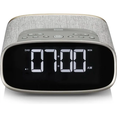 Afbeelding van LARK, FM/DAB+/BT wekkeradio, USB charging, lichtgrijs/eik