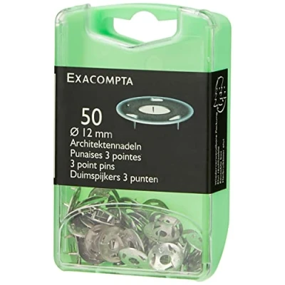 Image de Punaises Exacompta Standards Boîte de 50 Diam. 12mm Nikelé Noir