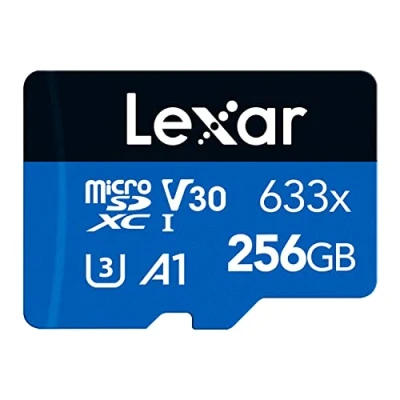 Image de Lexar 633x Carte Micro SD 256 Go, microSDXC UHS I + Adaptateur SD, Jusqu&#039;à 100 Mo/s en Lecture, A1, C10, U3, V30, TF pour Smartphone/Tablette/Caméra Surveillance (LMS0633256G BNAAA)
