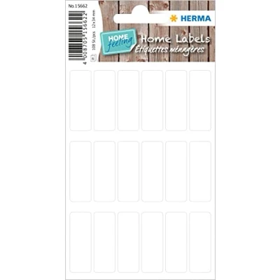 Afbeelding van HERMA 108 stuks zelfklevende handhuishoudetiketten, zelfklevend, 12 x 34 mm, wit, 15662