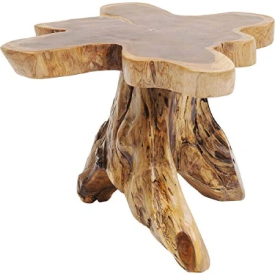 Afbeelding van Kare Design bijzettafel Tree Nature, elk stuk is uniek, artikelhoogte 40 44 cm, massief hout gelakt, plaat Ø 48 54 bruin