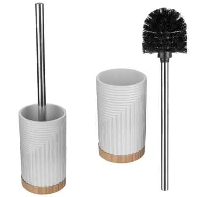 Afbeelding van KADAX Toiletborstel met houder, wc borstel handvat en borstelhouder, zonder boren (rond wit)