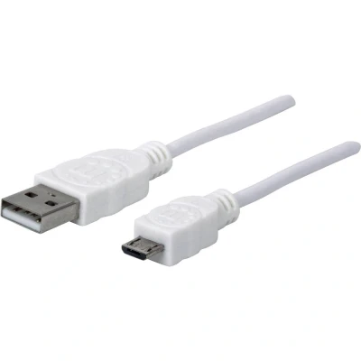 Afbeelding van Manhattan USB kabel 2.0 A stekker, micro B stekker 1.80 m Wit UL gecertificeerd 324069