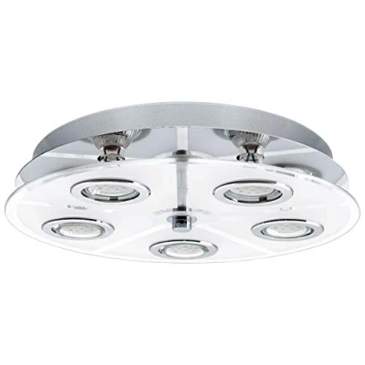 Afbeelding van EGLO Cabo Plafondlamp Rond 5 Lichts Ø350mm. Chroom Wit, Helder