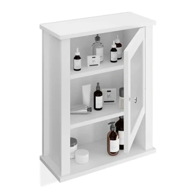 Afbeelding van hangkast badkamer 3 vakken 52x42x18 cm transparante deur wit