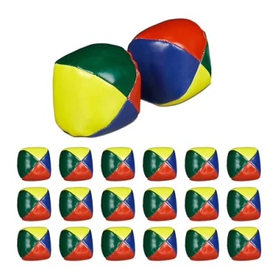 Afbeelding van Relaxdays jongleerballen set van 20 Ø 6,5 cm zand circus jongleer beginners