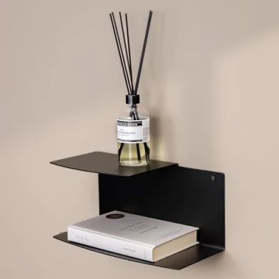 Afbeelding van Stalux Dubbele wandplank &#039;Riser&#039; S, 33cm, kleur zwart