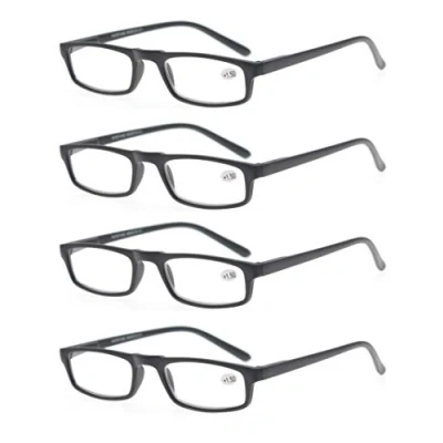 Afbeelding van MODFANS 4 x leesbril, ultralicht frame, veerhanger, kwaliteit Comfort Vision voor mannen en vrouwen, Zwart