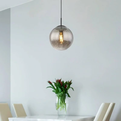 Afbeelding van Hanglamp Samos, Ø 20 cm, rookgrijs/zwart, glas