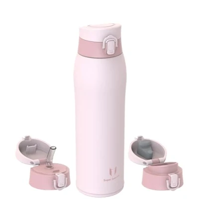 Afbeelding van Super Sparrow thermosfles, roestvrij staal, 950 ml, BPA vrij, bevat 2 deksels met rietje en sportdeksel