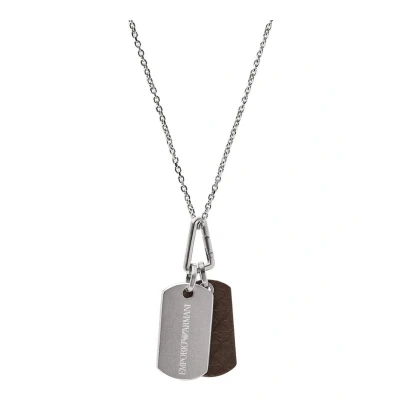Afbeelding van Emporio Armani Dogtag herenketting van Roestvrij staal met karabijnsluiting, Eén maat, staal, Geen edelsteen