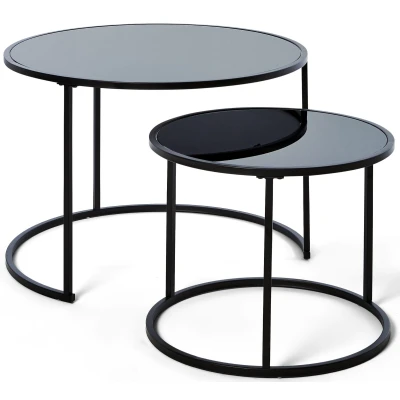 Afbeelding van Jahnke Moebel Sol Glazen Salontafel Set Zwart