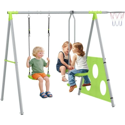 Afbeelding van AIYAPLAY Kinderschaukel Metall, Kunststoff 215L x 180B 182H cm Grün+Grau