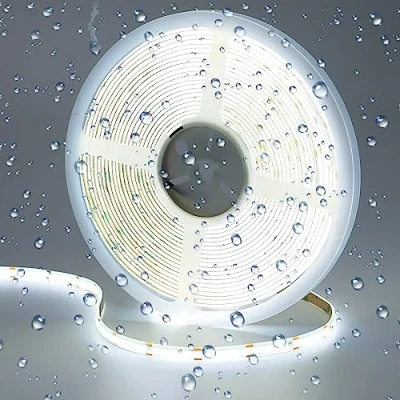 Afbeelding van GOMING COB ledstrip, 24 V, 10 m, koudwit, 6000 K, waterdicht, IP65, 384 led/m, zelfklevend, CRI 93+, hoge helderheid, 6800 lm, voor huis en keukendecoratie