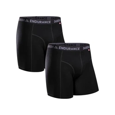 Afbeelding van DANISH ENDURANCE Boxershorts voor heren van ultrazachte merinowol, lichte en ademende onderbroek, Zwart 2 stuks