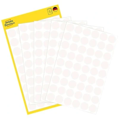 Afbeelding van Avery Ronde Etiketten Diameter 12 Mm, Wit, 270 Stuks Etiket