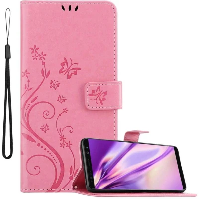 Afbeelding van Cadorabo Hoesje geschikt voor Samsung Galaxy NOTE 8 in BLOEMEN ROZE Beschermhoes bloemmotief met magnetische sluiting, standfunctie en kaartsleuven Book Case Cover Etui
