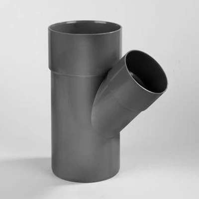 Afbeelding van Dyka Verloop T stuk met 2x mof en 1x spie 45 PVC grijs keurmerk BRL52100 75 x 40mm