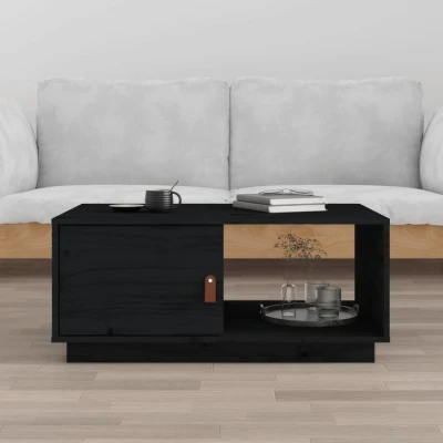 Afbeelding van Salontafel 80x50x35,5 cm massief grenenhout zwart