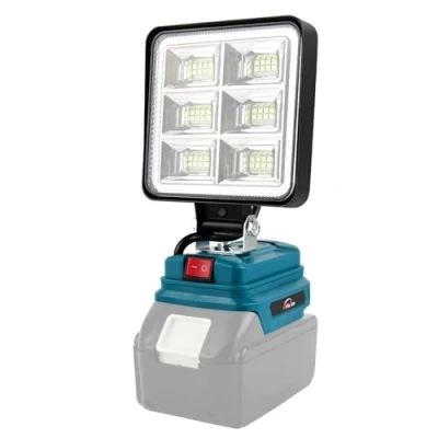 Afbeelding van AUTOJARE draadloze lamp voor Makita 18 V 50 W schijnwerper met 2 USB ladingen, draagbare led werklamp autoreparatie, thuisverlichting, camping, vissen (10,2 cm, geen