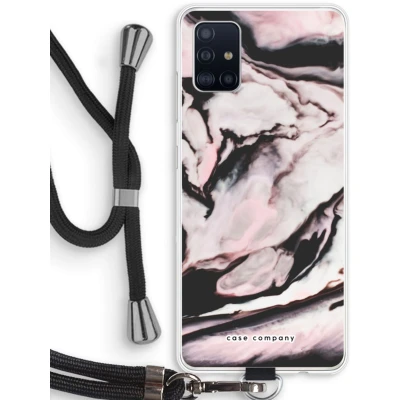 Afbeelding van Case Company® hoesje met Koord geschikt voor Samsung Galaxy A51 4G Roze stroom Telefoonhoesje Zwart Bescherming aan alle Kanten en Over de Schermrand