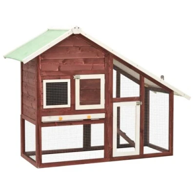 Image de vidaXL Clapier Moka et blanc 140x63x120 cm Bois de sapin massif170870