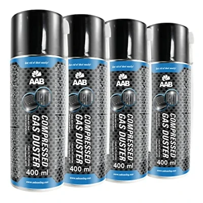 Afbeelding van AABCOOLING 4 x droge luchtspray, 400 ml, gecomprimeerde luchtfles, reiniging van computers, stofverwijdering, geurvrij, aerosol, computerreiniger