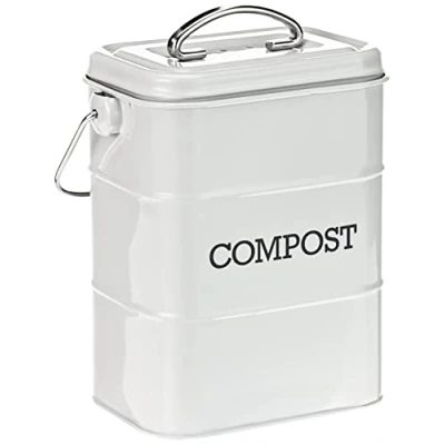Afbeelding van Kitchen Craft Living Nostalgia Metalen keukencompostbak, Frans grijs, 16,5 x 12 24 cm (inhoud 3 liter)