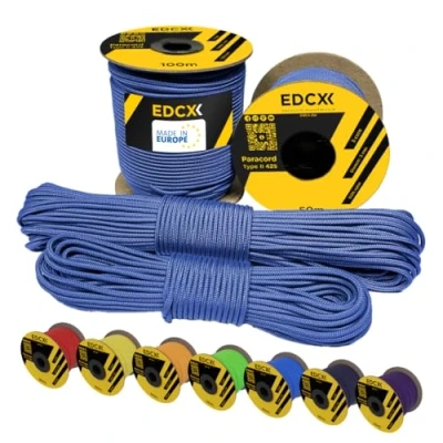 Afbeelding van EdcX 3 mm nylon paracord 425 (15, 30, 50 en 100 m) type II, 100% touw, touw in vele kleuren (koningsblauw, 30