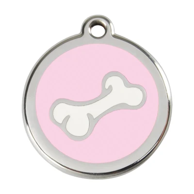 Afbeelding van Comic Bone Pink roestvrijstalen hondenpenning large/groot dia. 3,8 cm RedDingo
