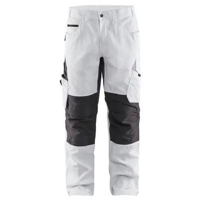 Image de Pantalon peintre stretch blanc/gris foncé