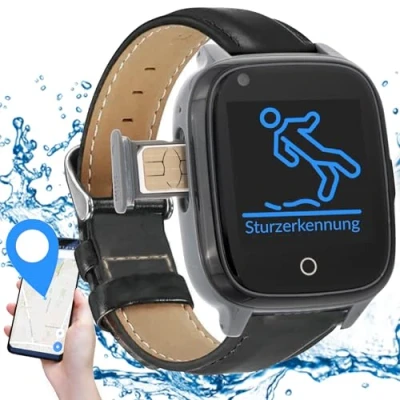 Afbeelding van KUUS. S2 Alarm Horloge ouderen met Valdetectie Senioren Personenalarmering SOS knop Alarmknop voor GPS en Hartslagmeter Inclusief simkaart max 15 gratis beltegoed. NoodHulpKnop Lederen Bandje