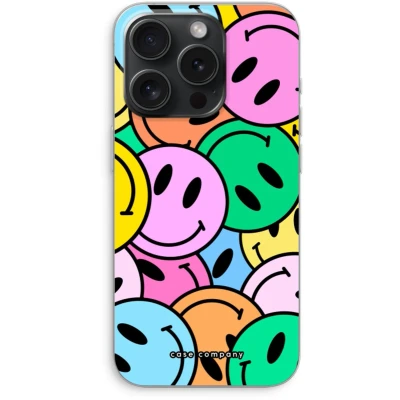 Afbeelding van Case Company® hoesje geschikt voor iPhone 15 Pro Smiley N1 Soft Cover Telefoonhoesje Bescherming aan alle Kanten en Schermrand
